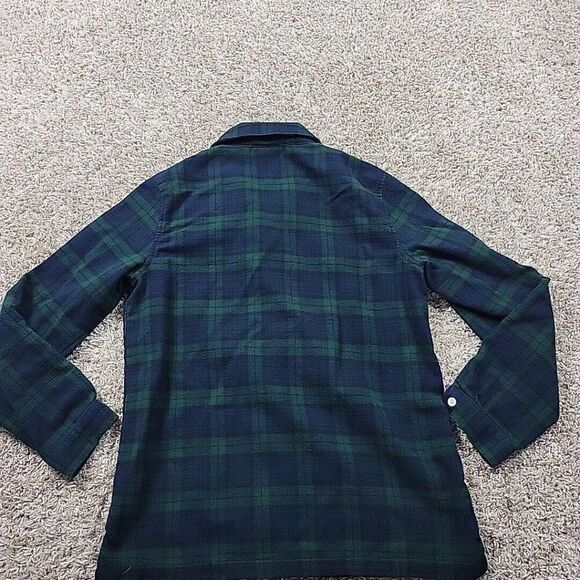 LL Bean Flannel Pajama Top Women Size Small Green Scotch Plaid Button Up - Picture 7 of 8